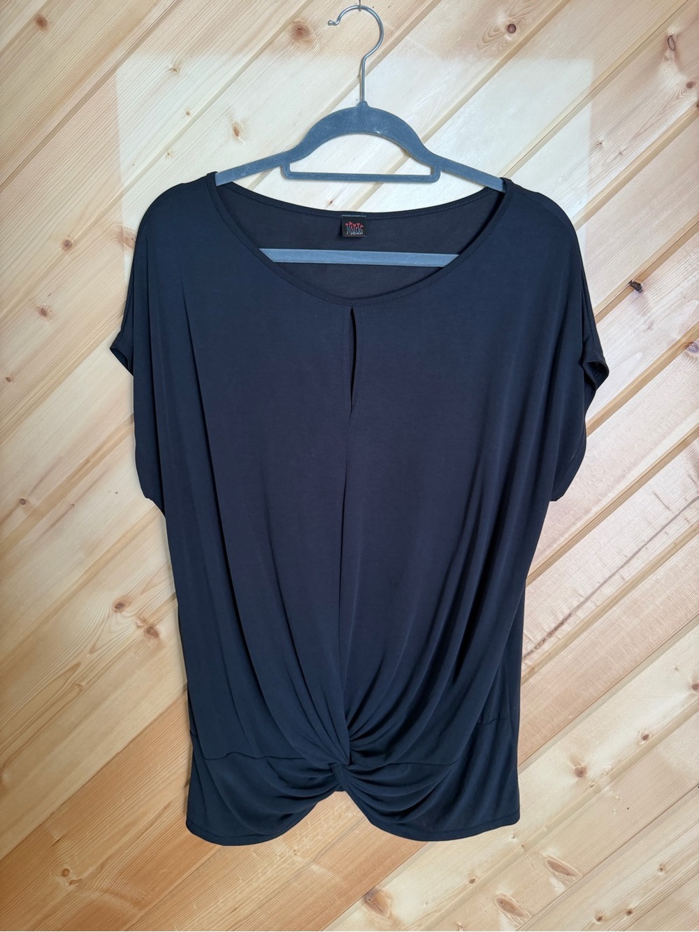 Women’s Black Twist-Front Short Sleeve Top